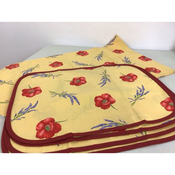 French Country Cottage Floral Placemats Set & Table Runner Designed in France - Picture 3 of 6